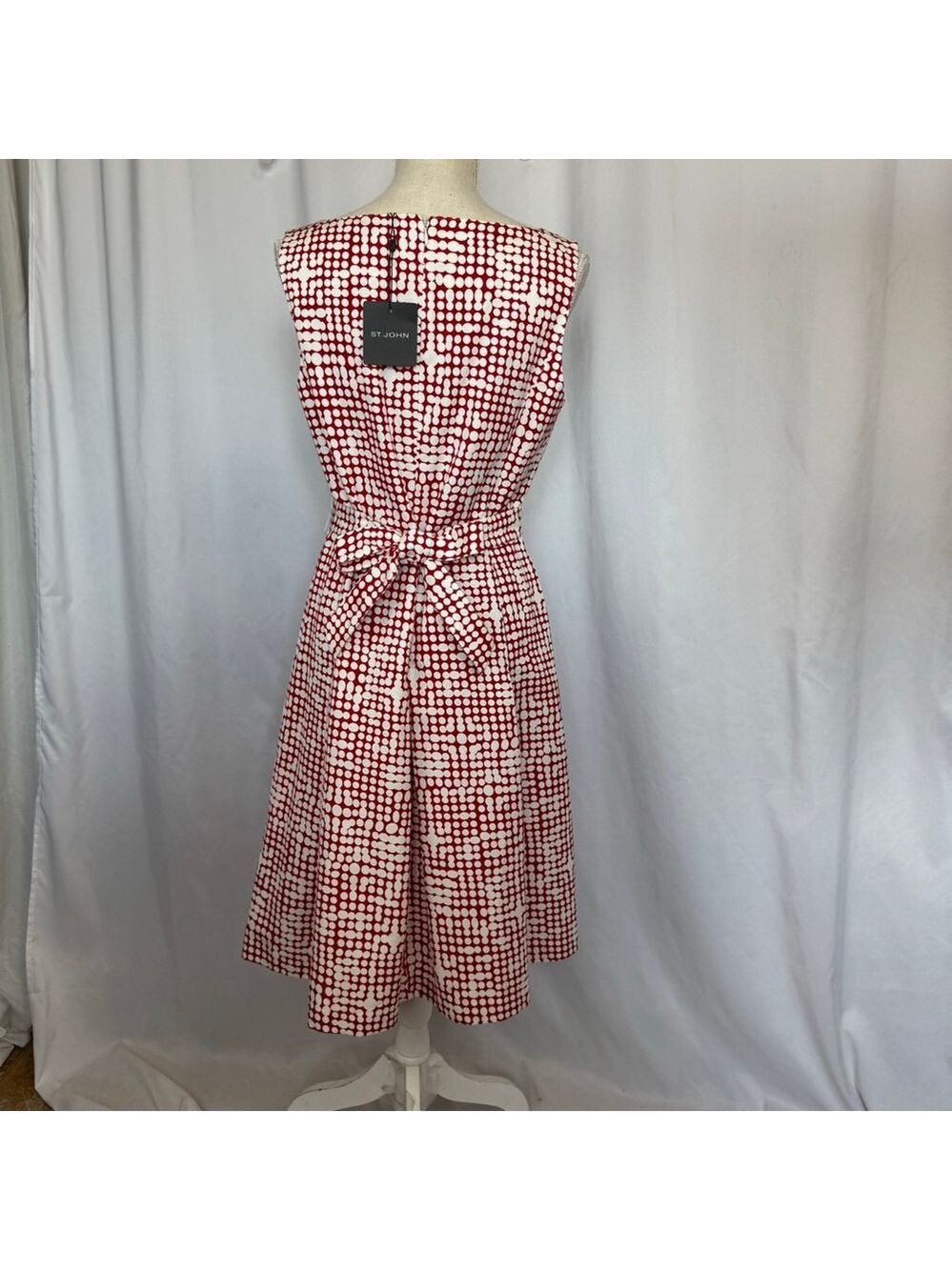 St. John Collection MidiDress Women's 10 Fit & Flare Red & White Sleeveless - Picture 3 of 13
